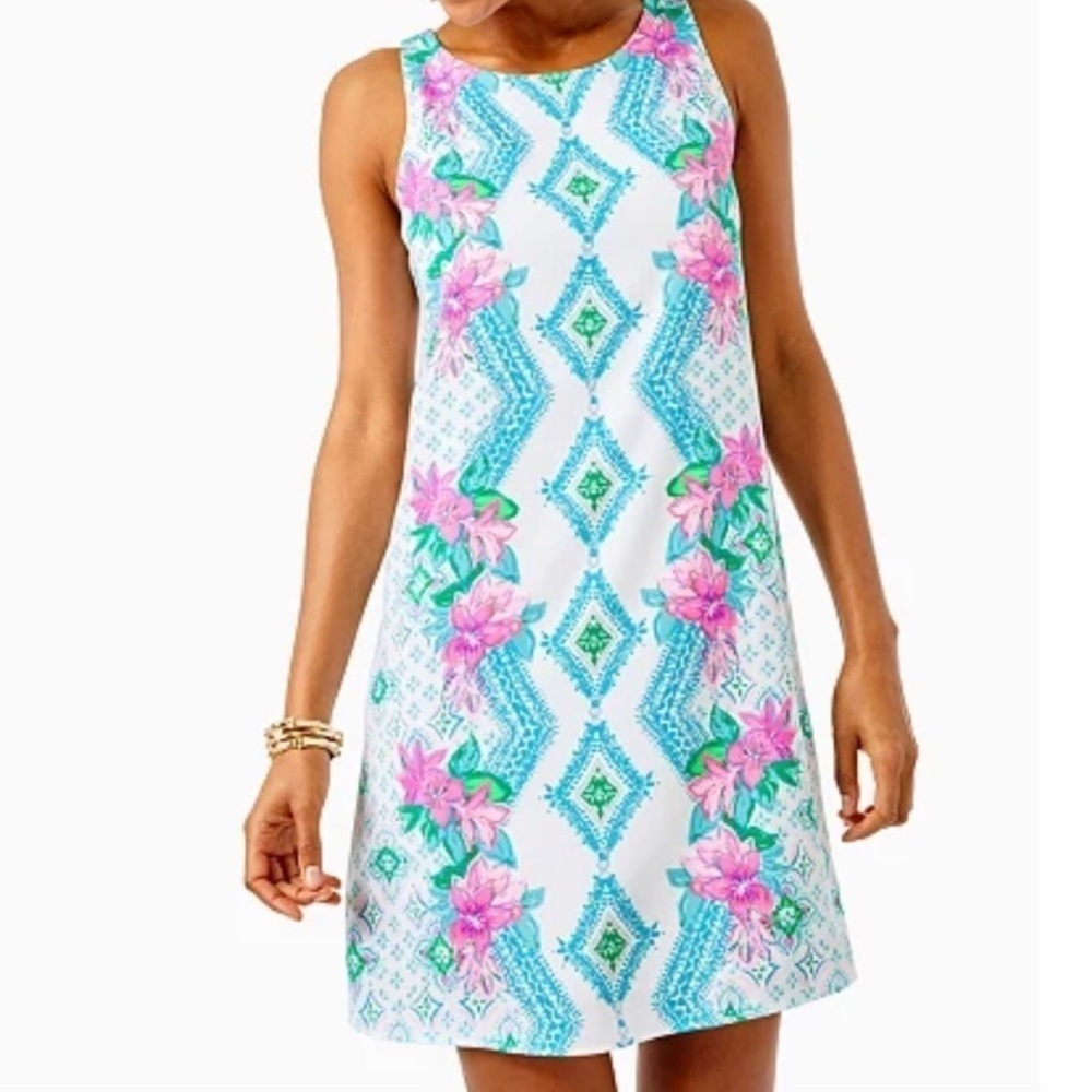 Lilly Pulitzer Jackie Shift Dress White Girls Best Friend Sleeveless Mini Size S